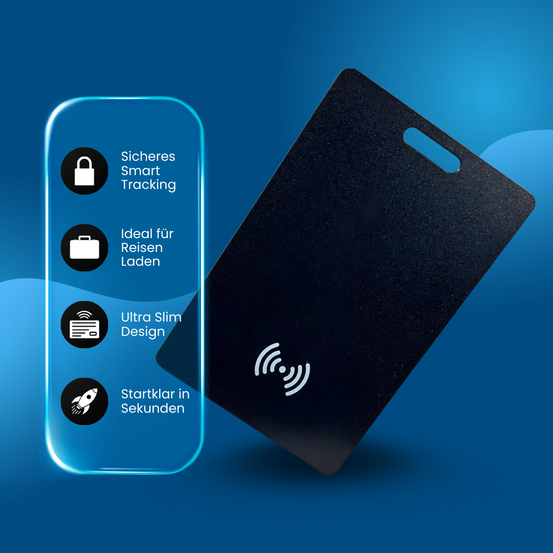 Traky Smartcard – Slim Wallet Tracker, wasserdicht, kabellos aufladbar und ideal für Portemonnaies