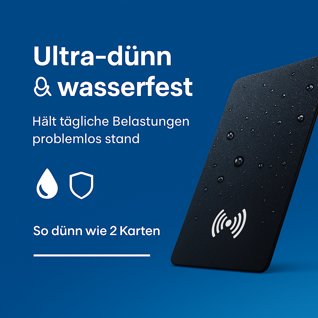 Traky Smartcard – Slim Wallet Tracker, wasserdicht, kabellos aufladbar und ideal für Portemonnaies